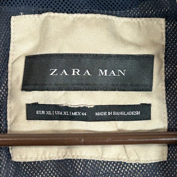 Zara Man Jacket Mens Size XL Beige Bomber Jacket Zipper Pocket Mesh Interior - Picture 10 of 10